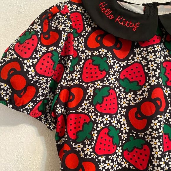 Hello Kitty S Sanrio Strawberry Dress Kawaii Fruit Coquette Colorful Red Black - Picture 3 of 11